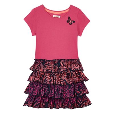 Girls' pink butterfly applique dress